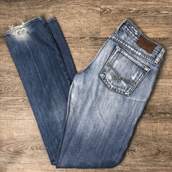 Ruehl No. 925 Straight Leg Low Rise Jeans Women's Size 26 x 35 (0/2) Distressed - Picture 1 of 12